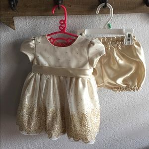 Gold Glitter Cream Dress